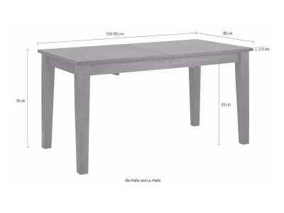 Mesa de madeira maciça marrom extensível para jantar 150/195 x 80 x 76,6 cm | Coleção América